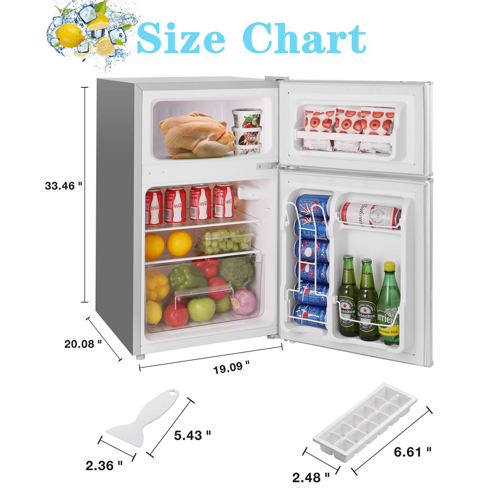 3.2 Cu.ft Double Door Compact Refrigerator with Removable Glass Shelves F4958