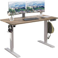 Black Frame Rustic Brown Top Electric Standing Desk with Splice Board C389
