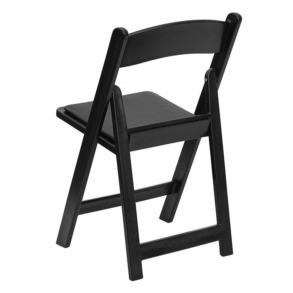 Black Resin Folding Chair with Vinyl Padded Seat S3935