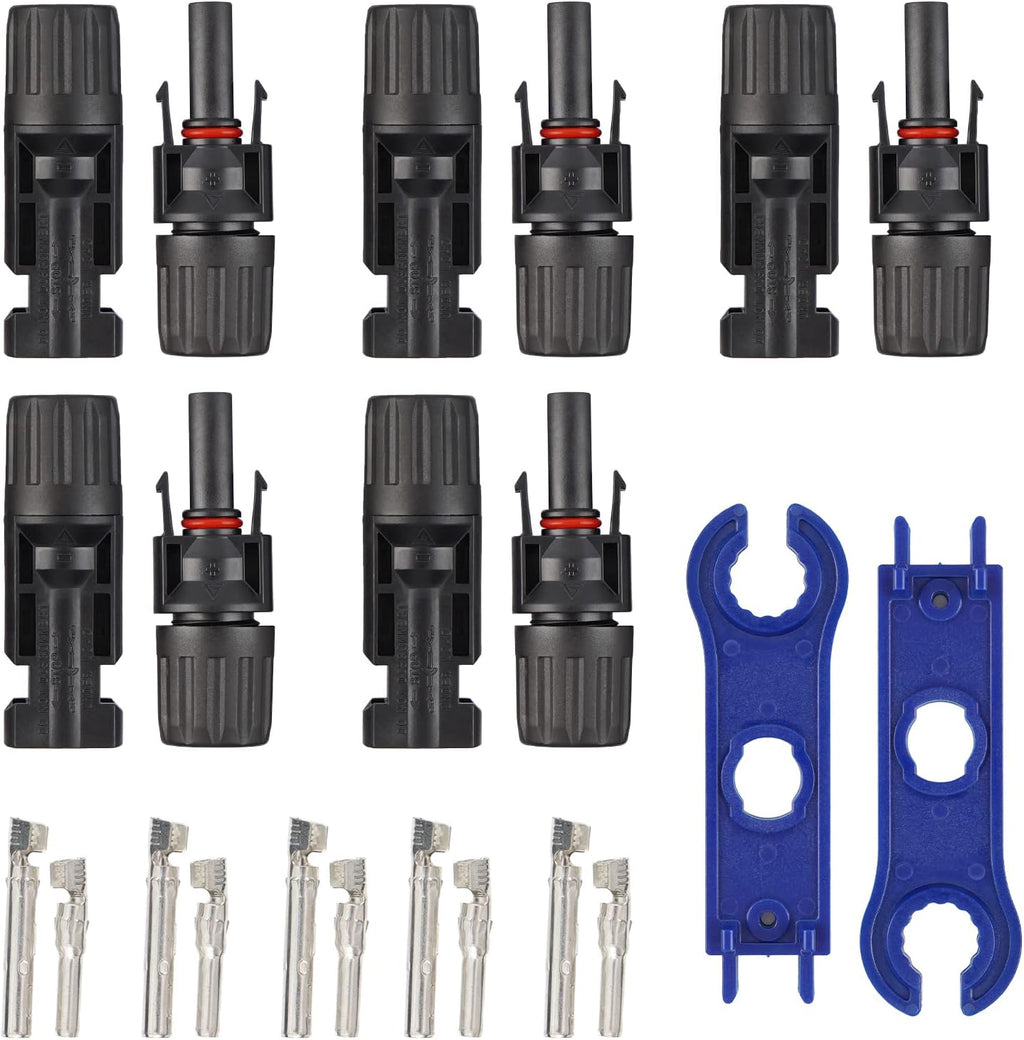20 Pairs Male Female Solar Panel Connectors Kit with Tools, IP67 Waterproof, 30A 1000V DC Q5786