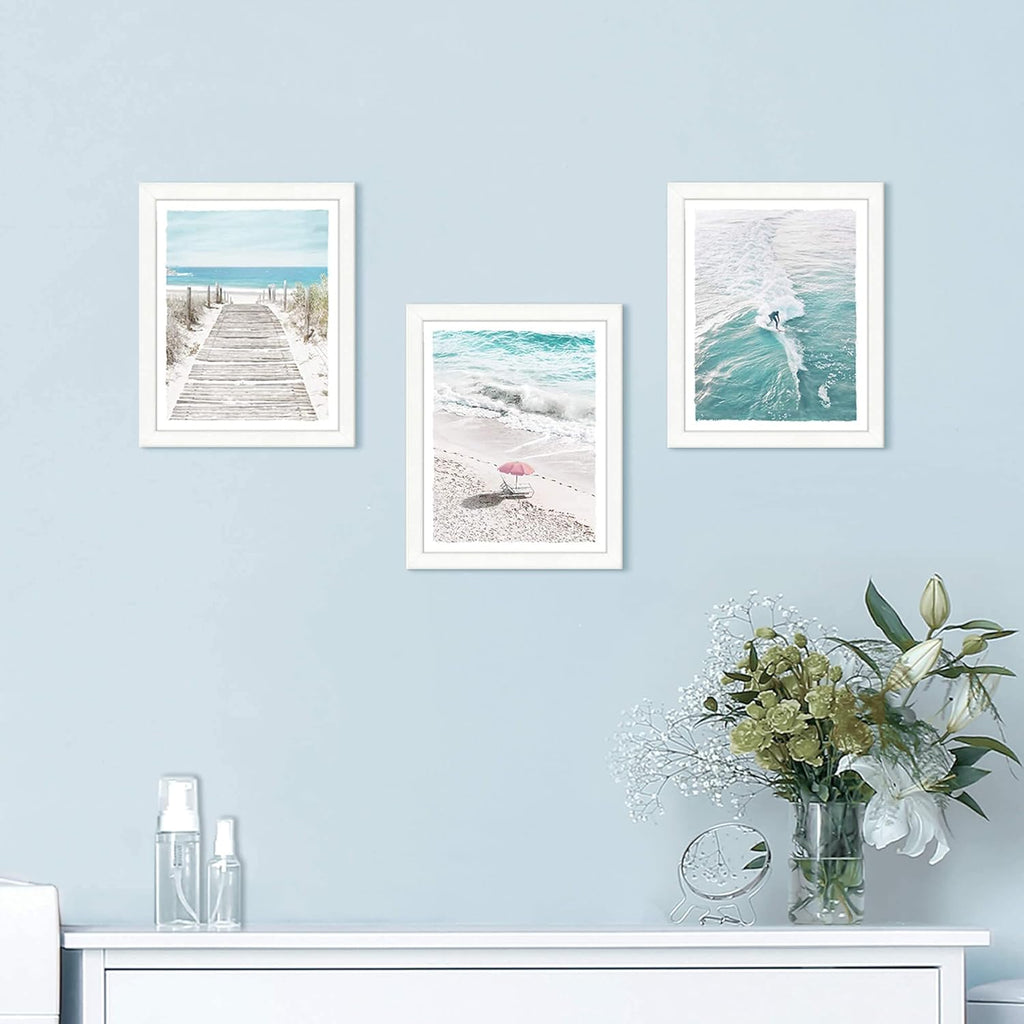 3 Piece Coastal Nautical Framed Wall Art Print D1155