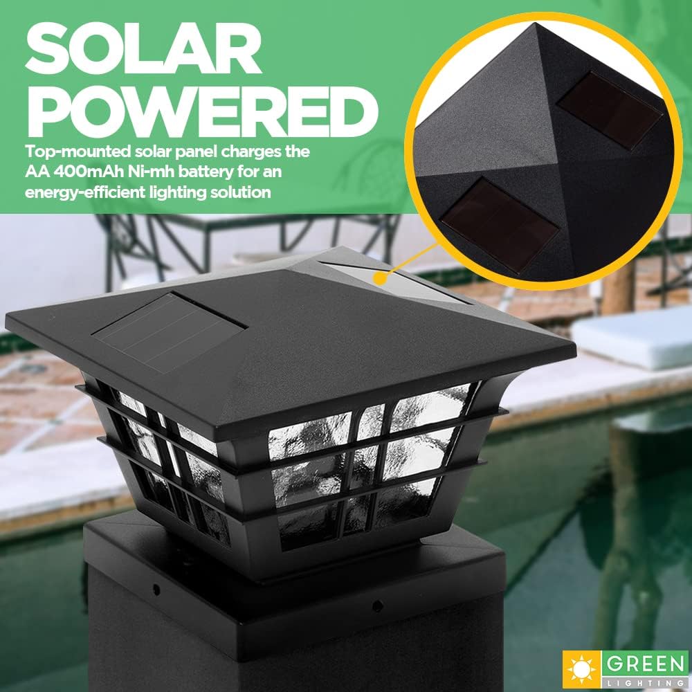 12 Pack Black Solar Powered Post Cap Light Y93948