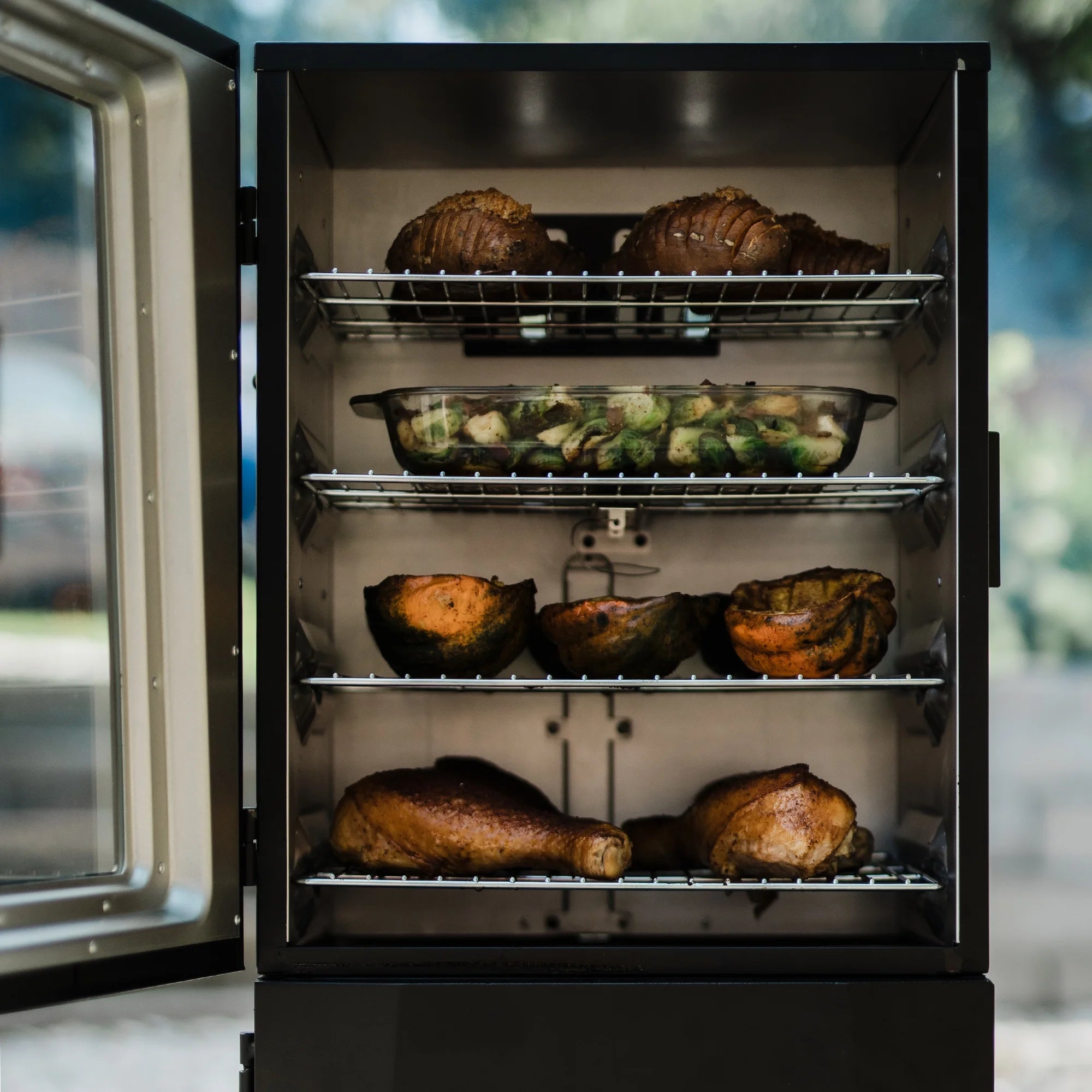 40-inch Propane Smoker with Window in Black A454