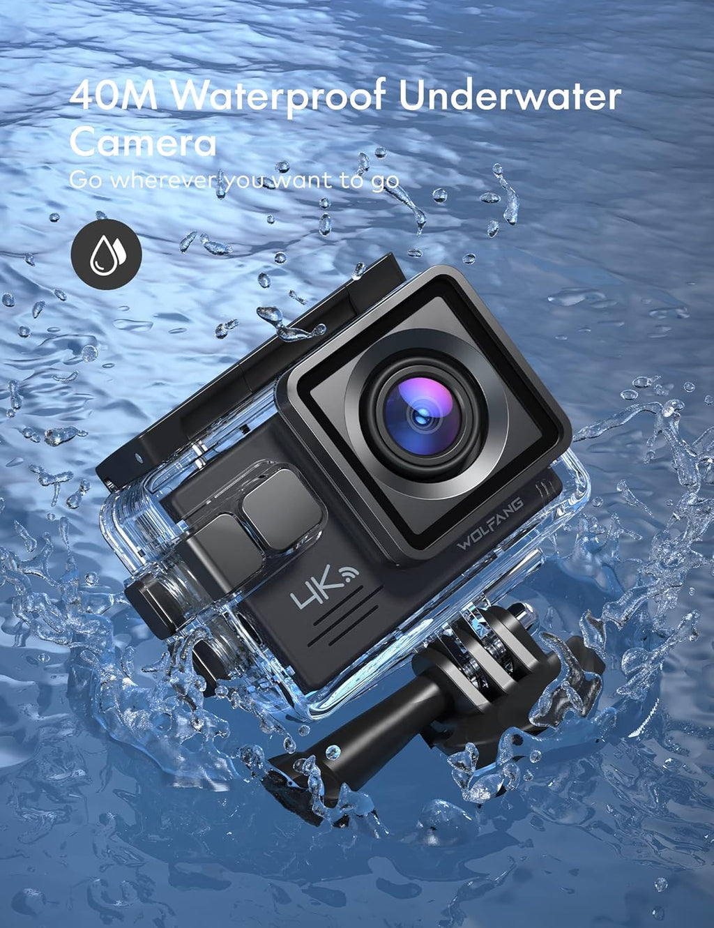 4K 30FPS 20MP Waterproof Action Camera with Remote Control, 2x1050mAh Batteries and Mount Accessories Kit A510526