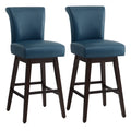 Dark Blue Faux Leather Upholstered Swivel Counter Bar Stools Set of 2 H141735
