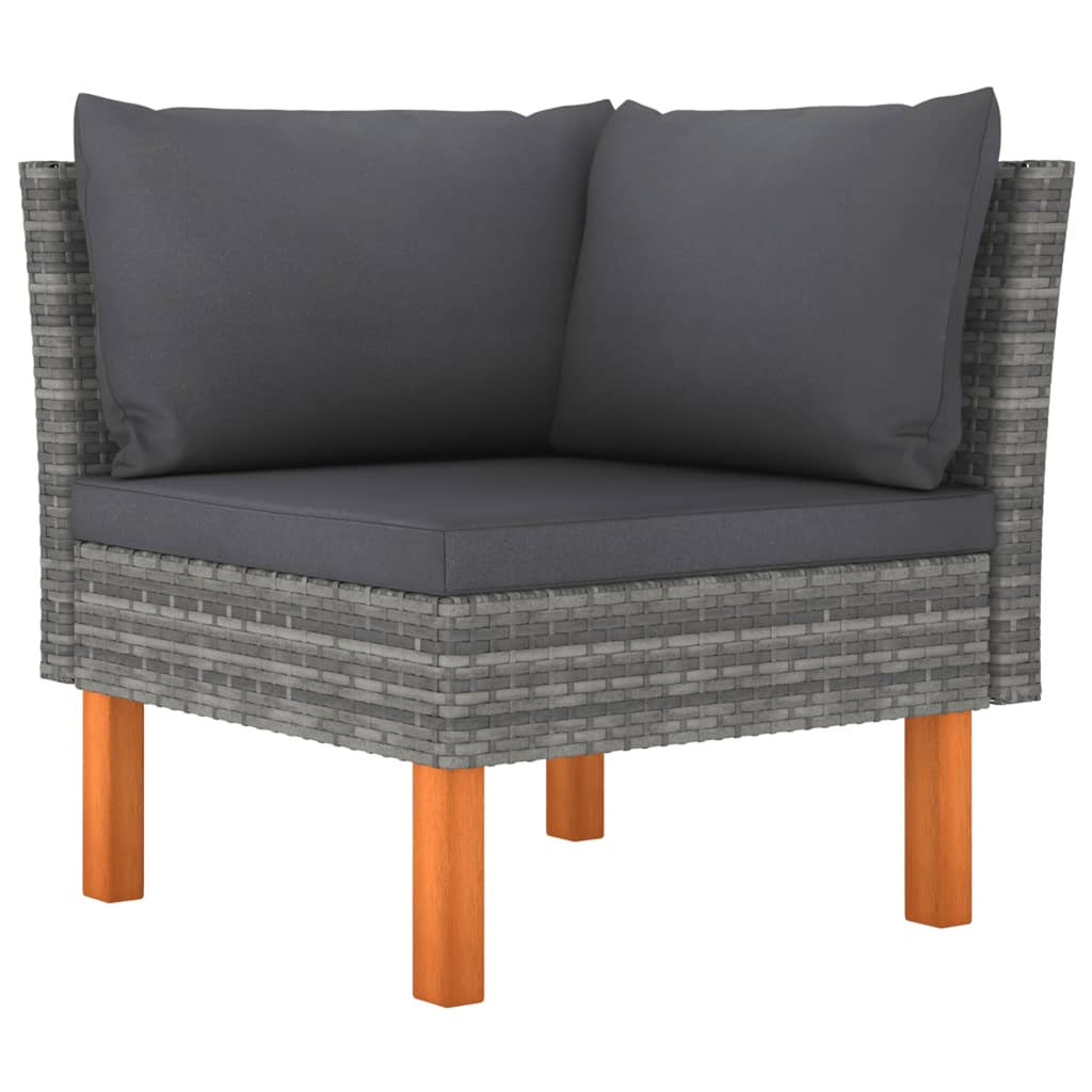 6 Piece Patio Set with Cushions Poly Rattan Gray Q28763