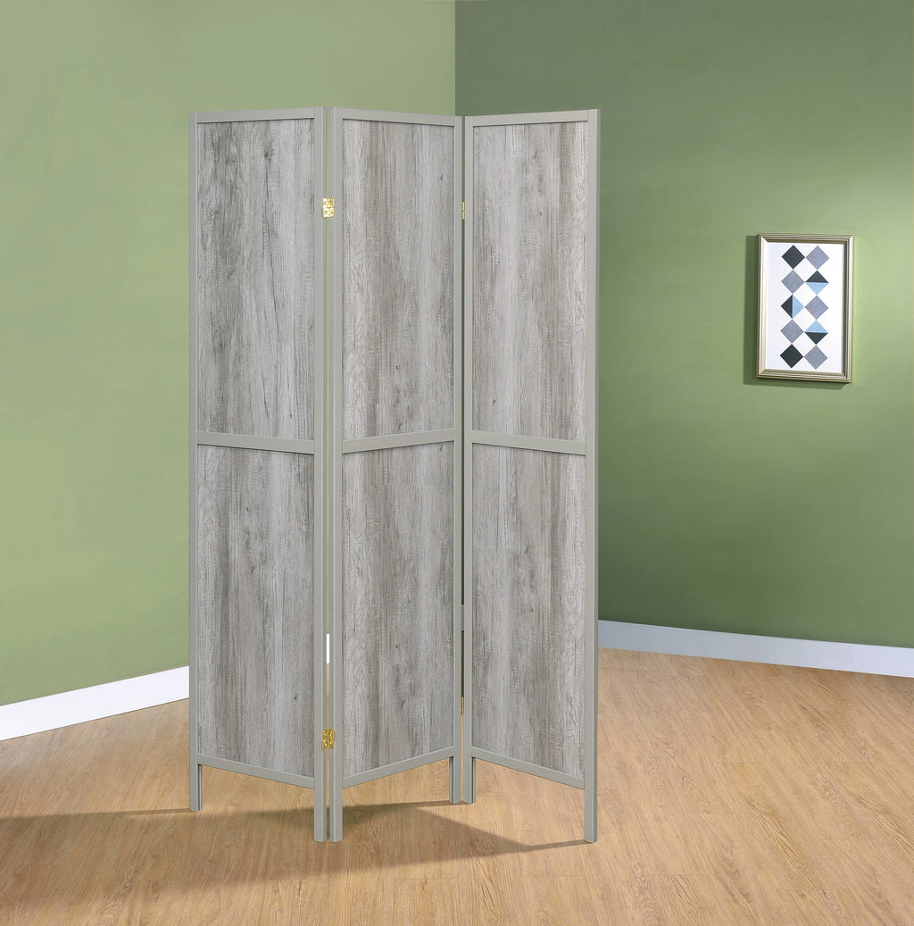 Grey Driftwood 3 Panel Folding Screen N7800