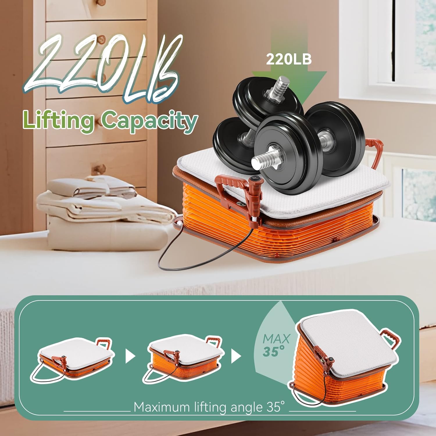 Portable seat lift with Button Control P599080