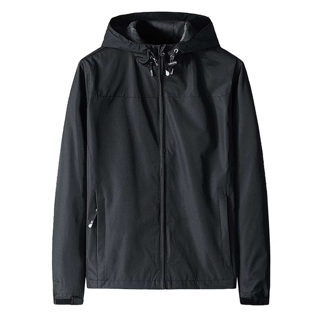 Black 4X-Large Lightweight Water Resistant Hooded Rain Jacket A58592