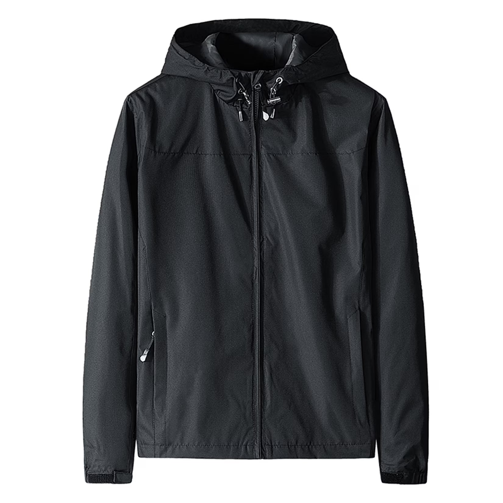 Black 4X-Large Lightweight Water Resistant Hooded Rain Jacket A58592