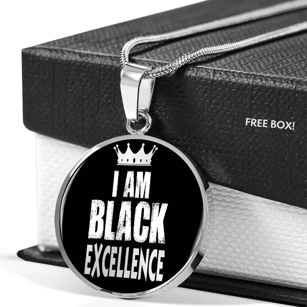Black Excellence Circle Pendant Necklace Stainless Steel T24157