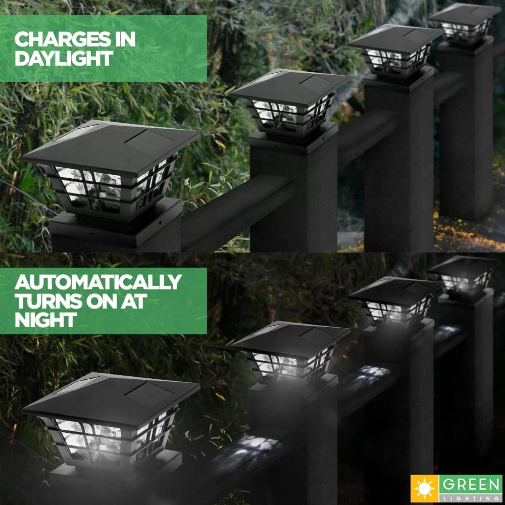 12 Pack Black Solar Powered Post Cap Light Y93948