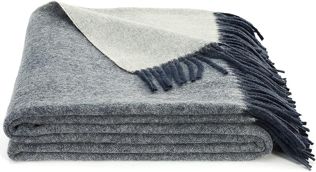 Denim Blue Wool Throw Blanket R330