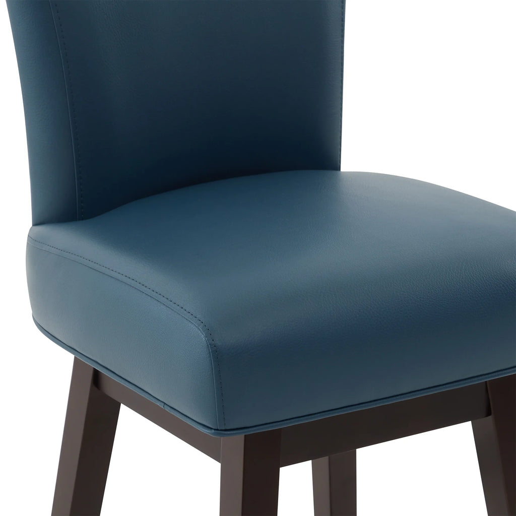 Dark Blue Faux Leather Upholstered Swivel Counter Bar Stools Set of 2 H141735