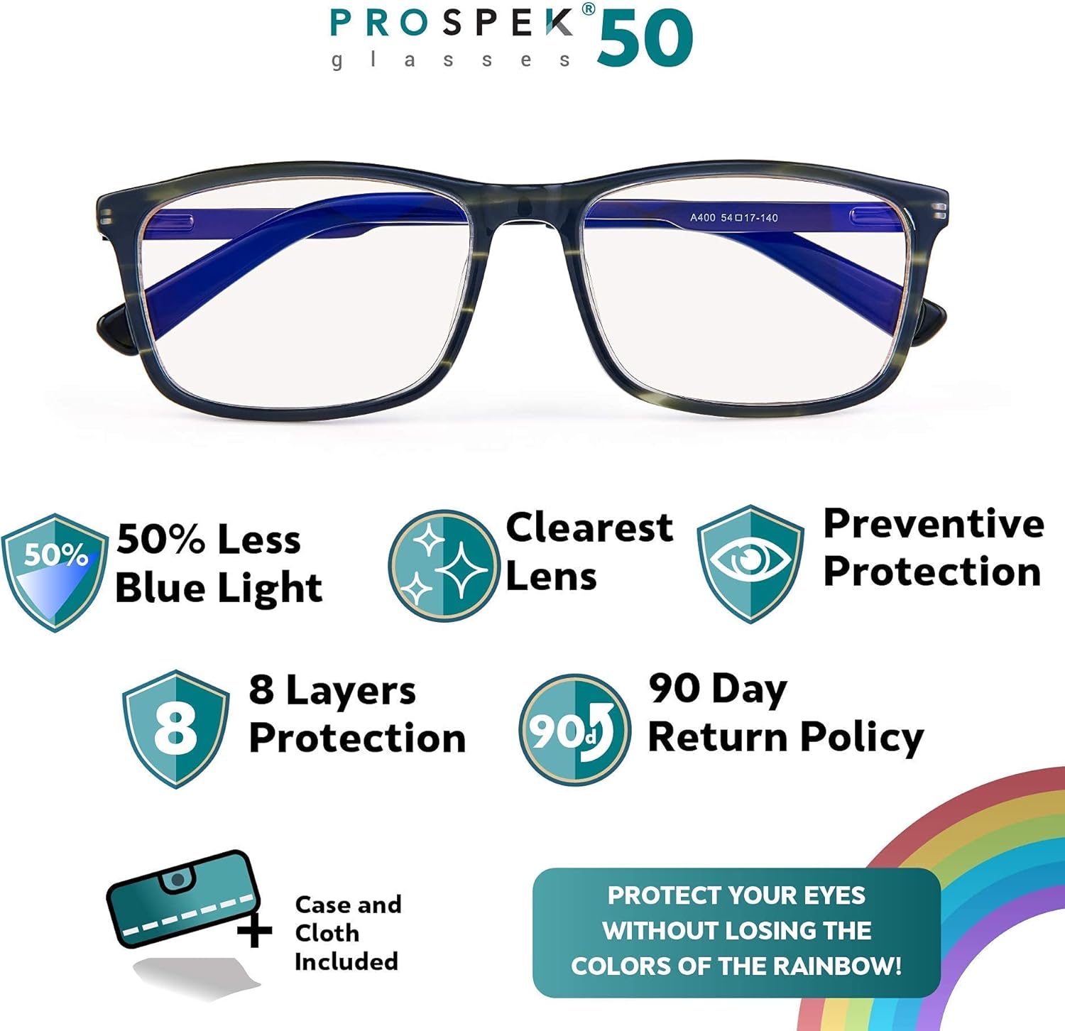 Blue Light Blocking Computer Glasses, Granite, Anti Glare Clear Lens P806076