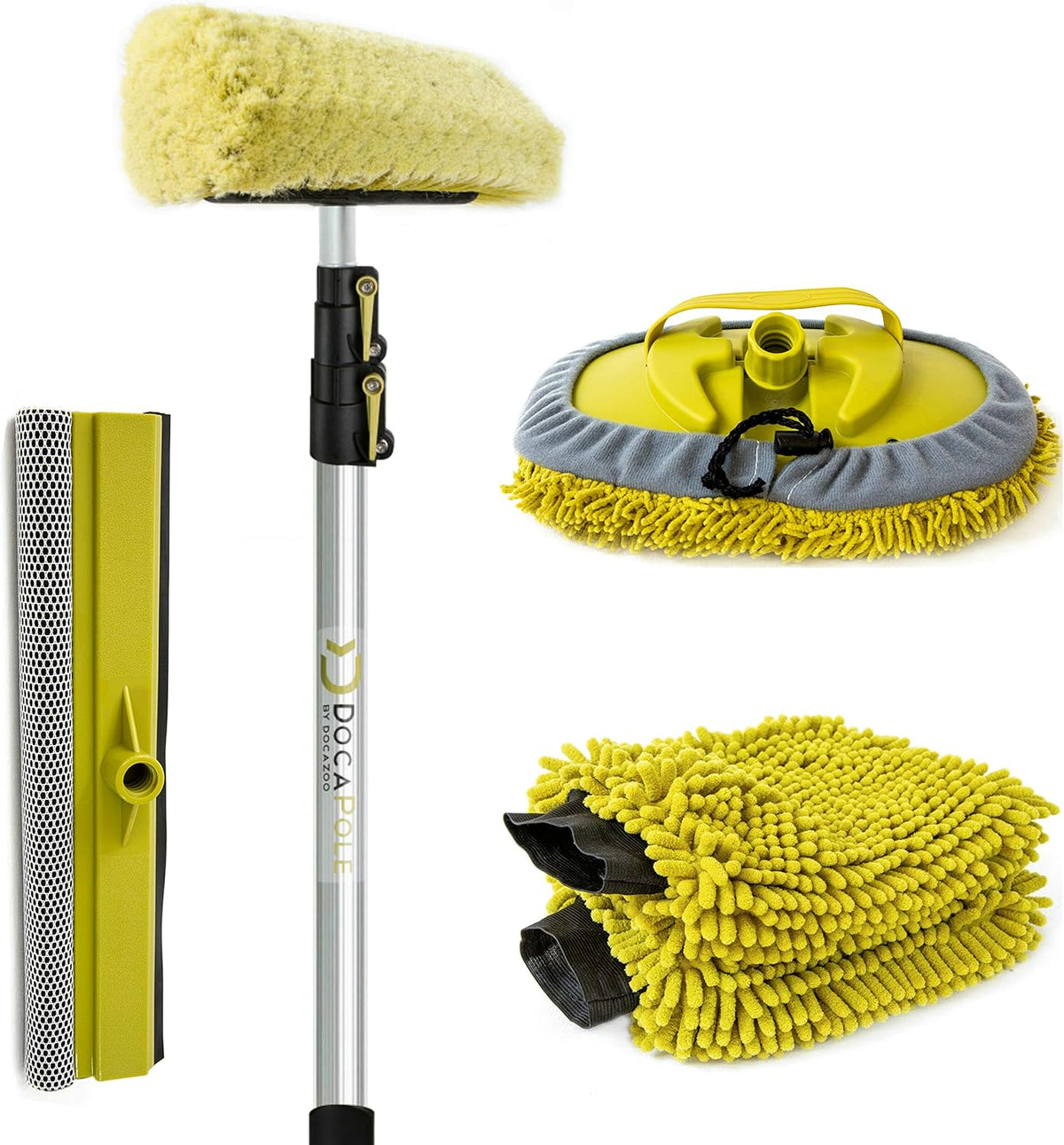 5-12 Foot Car Cleaning Kit with Soft Car Wash Brush, Car Squeegee, Car Wash Mitt, Microfiber Cleaning Head & Extension Pole U786