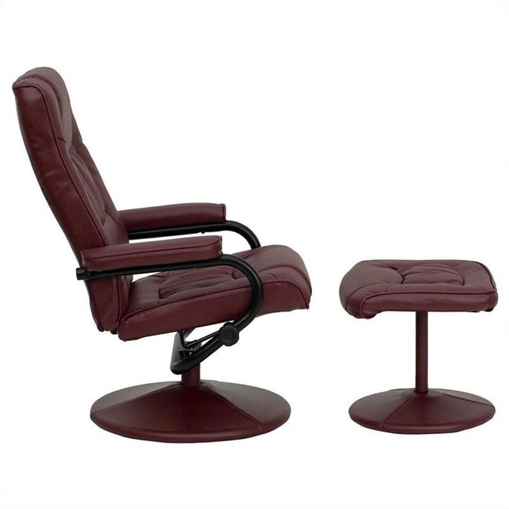 Burgundy Recliner and Ottoman U2207