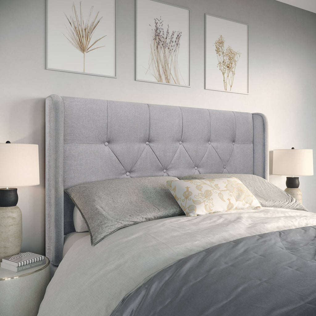 King Light Gray Linen Headboard Y7402