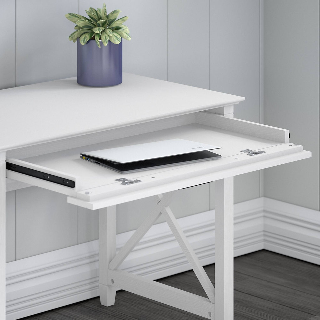 54W Computer Desk with Storage and Mid Back Tufted Office Chair in Cape Cod Gray A3873