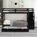 Twin Over Twin Bunk Bed with Trundle and Storage Drawers T65585