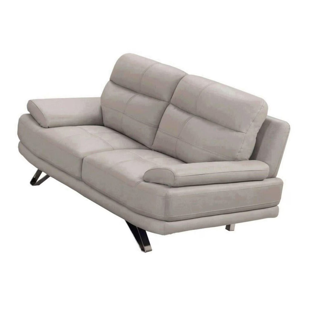 Light Gray Leather Loveseat X58486