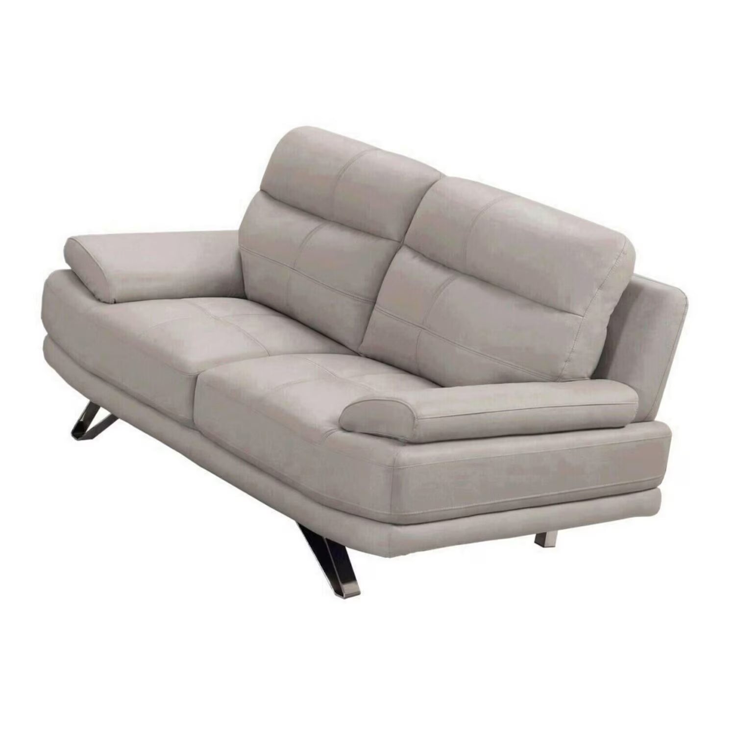 Light Gray Leather Loveseat X58486