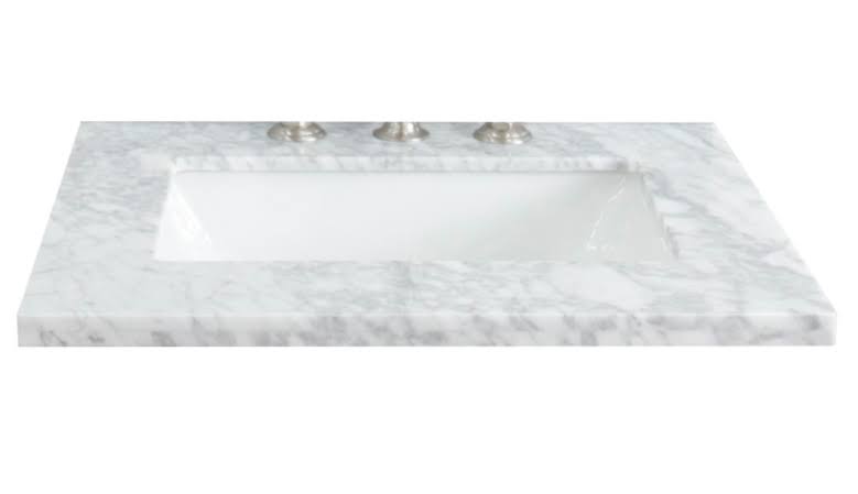 White Carrara Top Single Rectangle Sink B5144