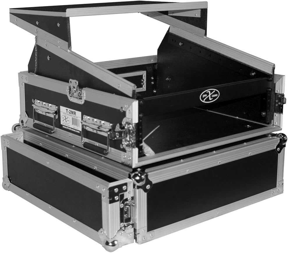 2 Space 10U Slant DJ Mixer Combo Rack with Sliding Laptop Shelf Q2977