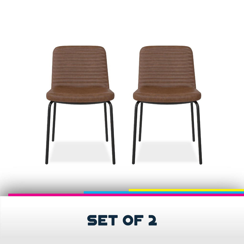 Camel Faux Leather Dining Chair, Set of 2 R82003