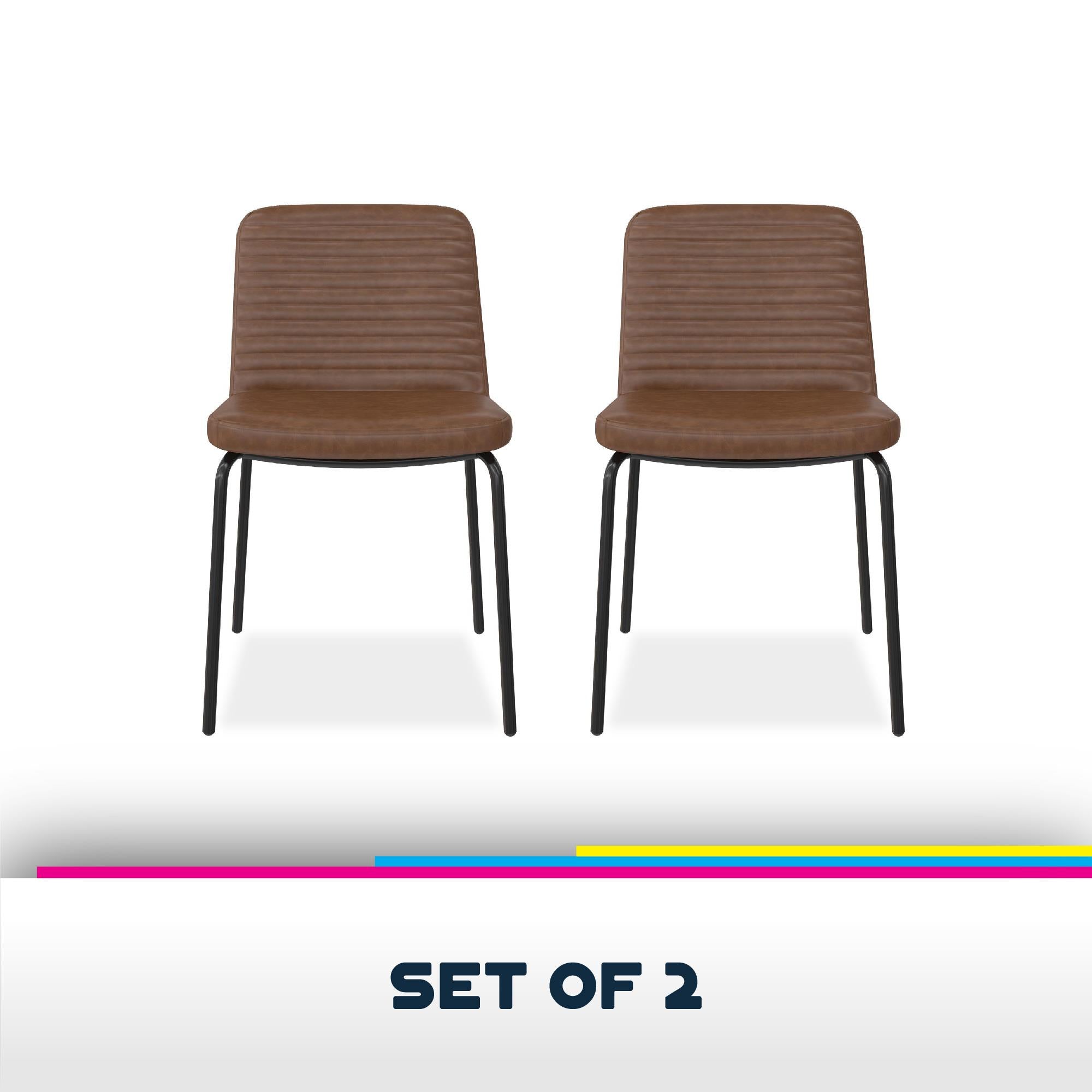 Camel Faux Leather Dining Chair, Set of 2 R82003