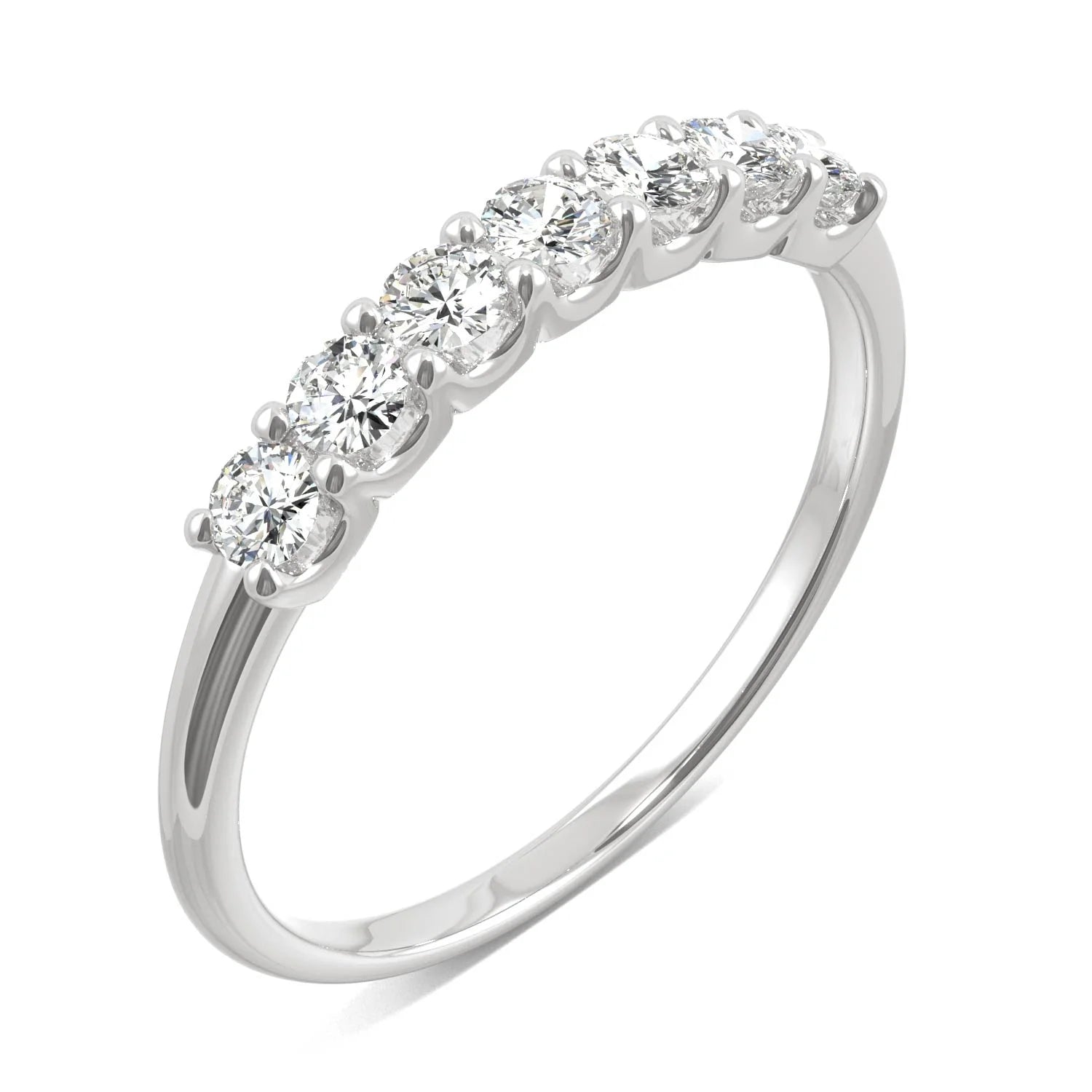 14K White Gold Moissanite Seven Stone Anniversary Band 0.42 DEW Q679128