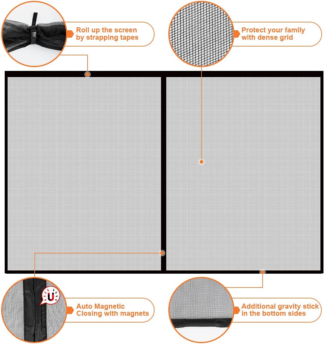 Black Fiberglass Mesh Garage Door Screen L40565