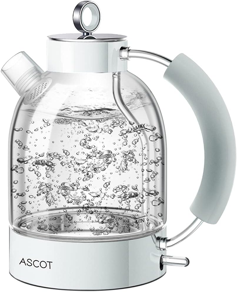Beige Glass Electric Kettle 1.7L 1500W Cordless, Pack of 2 W564