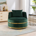 Green Velvet Round Barrel Accent Chair with Seat Cushion R680
