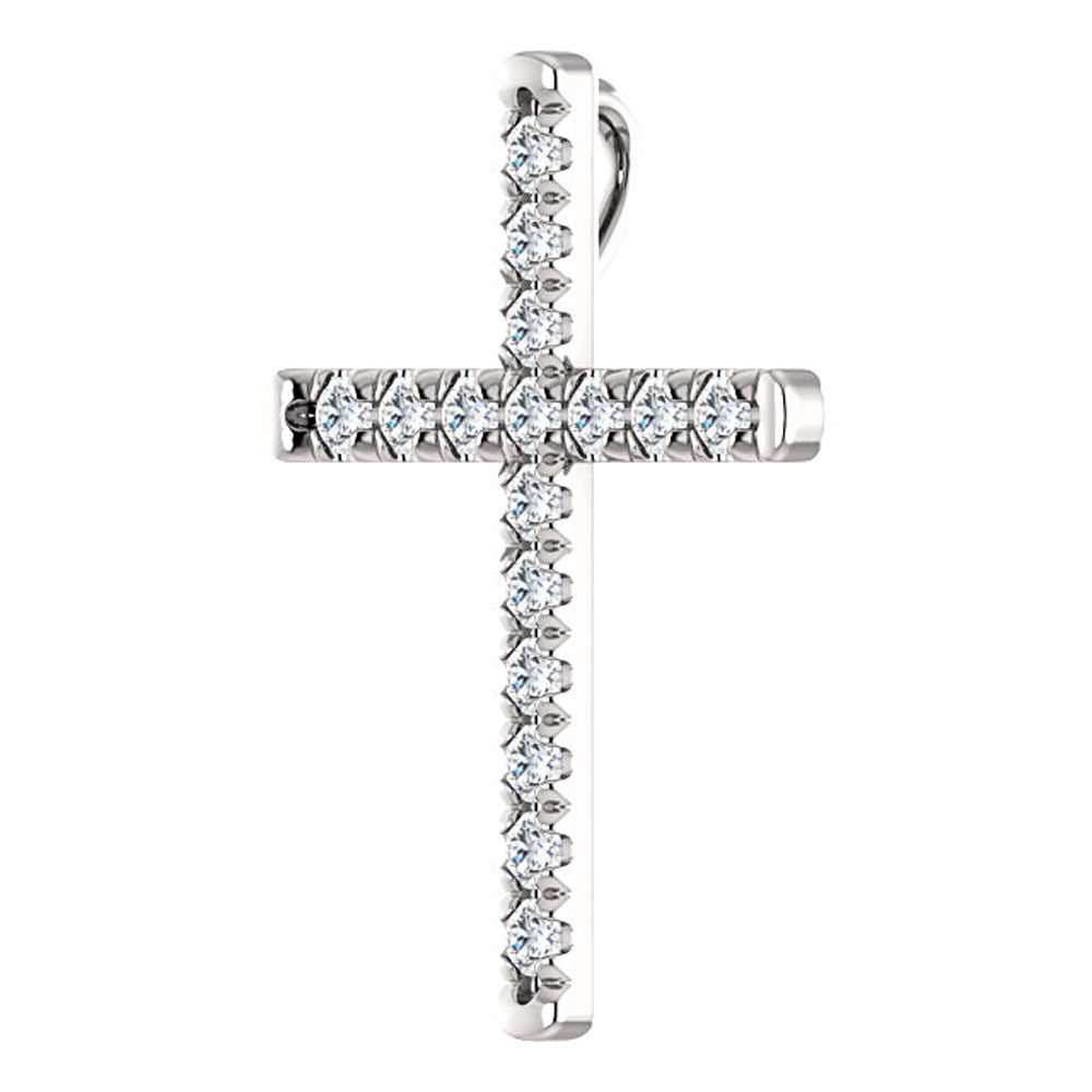 14k White Gold Diamond Cross Pendant Necklace X937