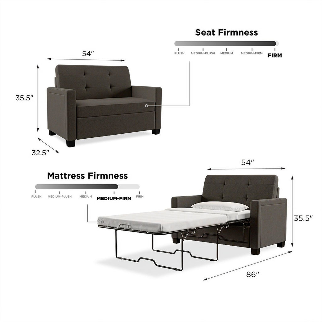 Gray Linen Loveseat Sleeper Sofa Q7661