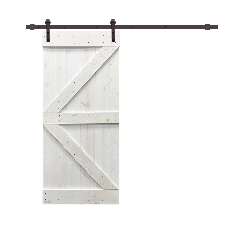 Walnut Stained Wood Interior Sliding Barn Door with Hardware Kit G882548