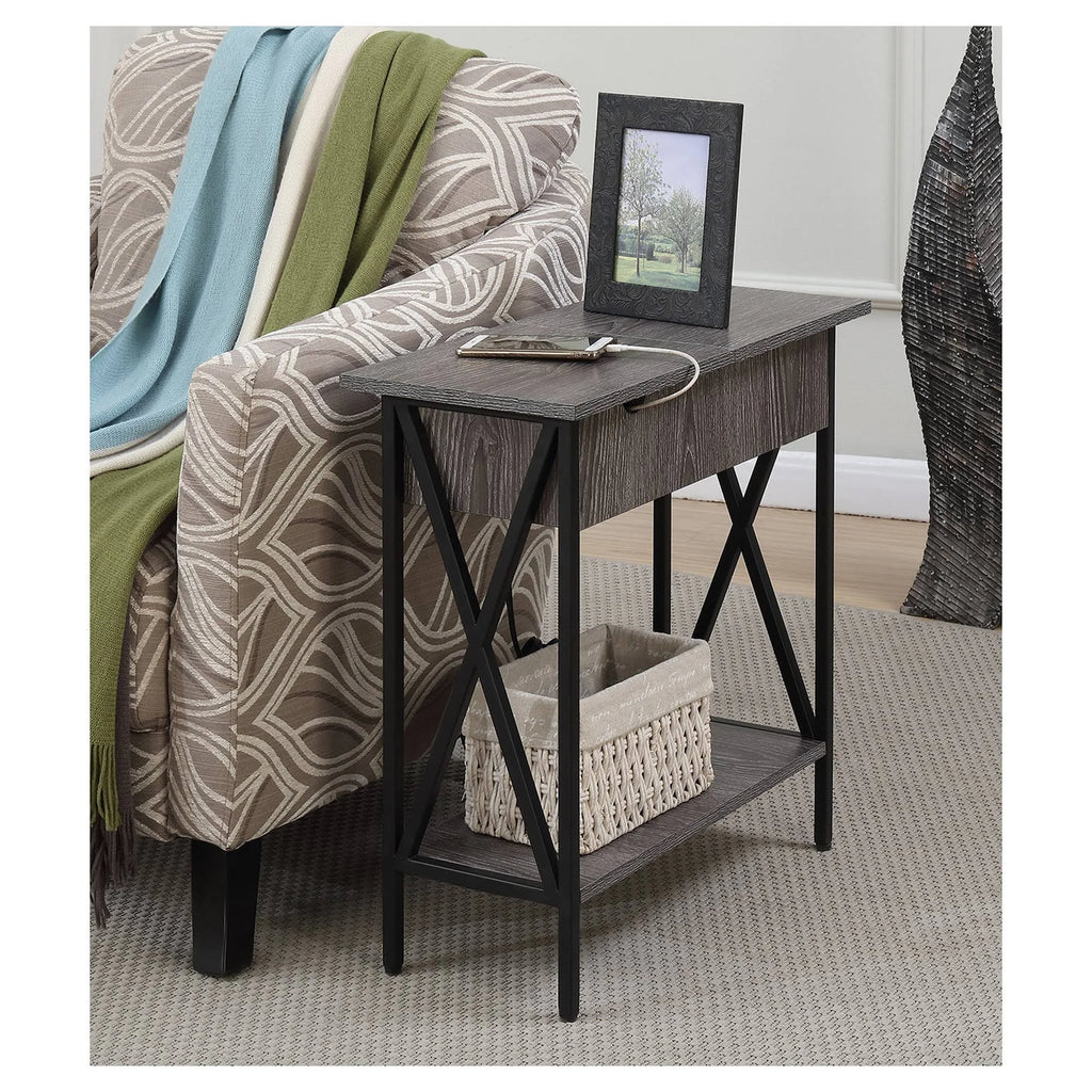 Weathered Gray Flip Top End Table Y111