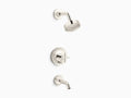 Vibrant Polished Nickel Bath and Shower Trim with Cross Handle and 1.75 GPM Showerhead T335