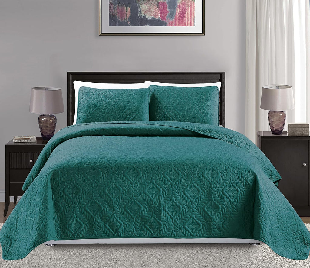 3pc King/California King Oversized Diamond Bedspread Bed Cover Solid Beige S61737