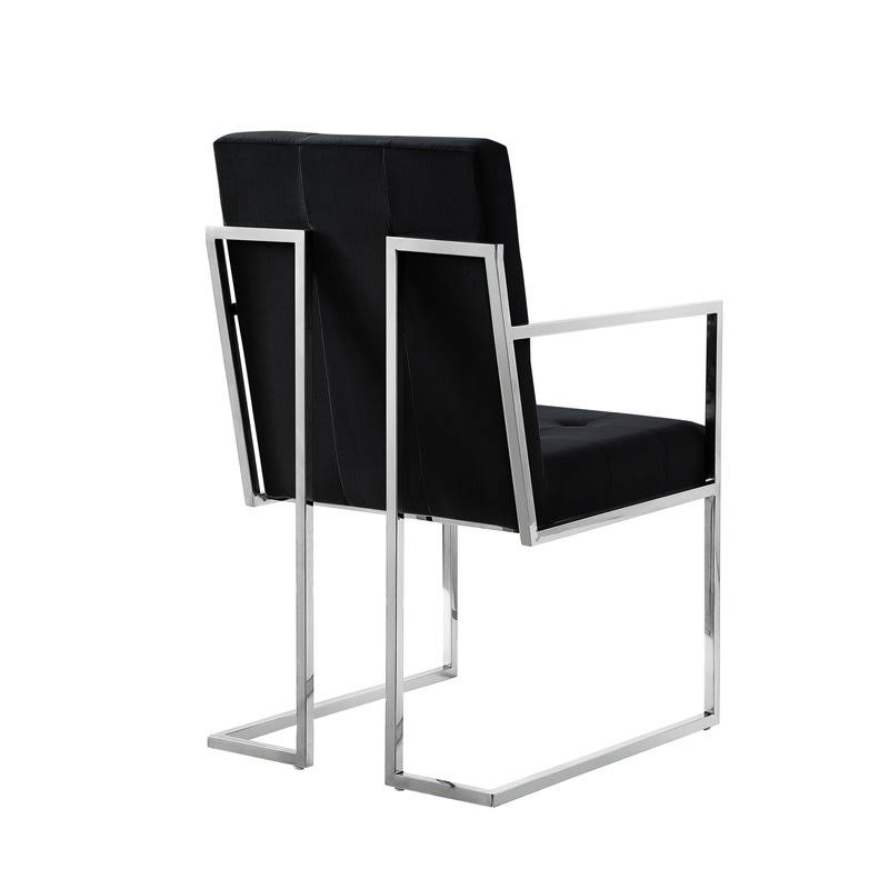 Black Velvet Button Tufted Dining Chair Set of 2 U20723