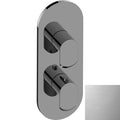 Round 2-Hole Trim Plate with Phase Handles in Brushed Nickel L674