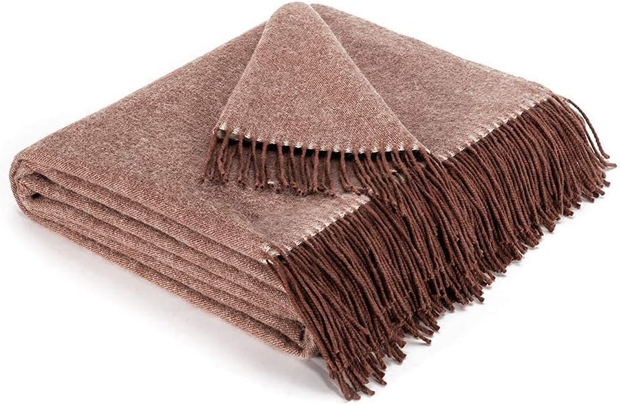 Denim Blue Wool Throw Blanket R330
