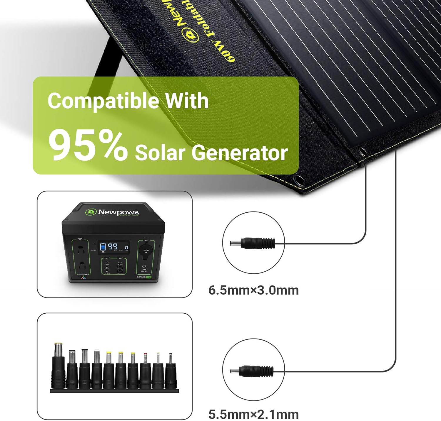 60W Foldable Solar Panel Charger Dual DC Ports Pack of 2 Z415041