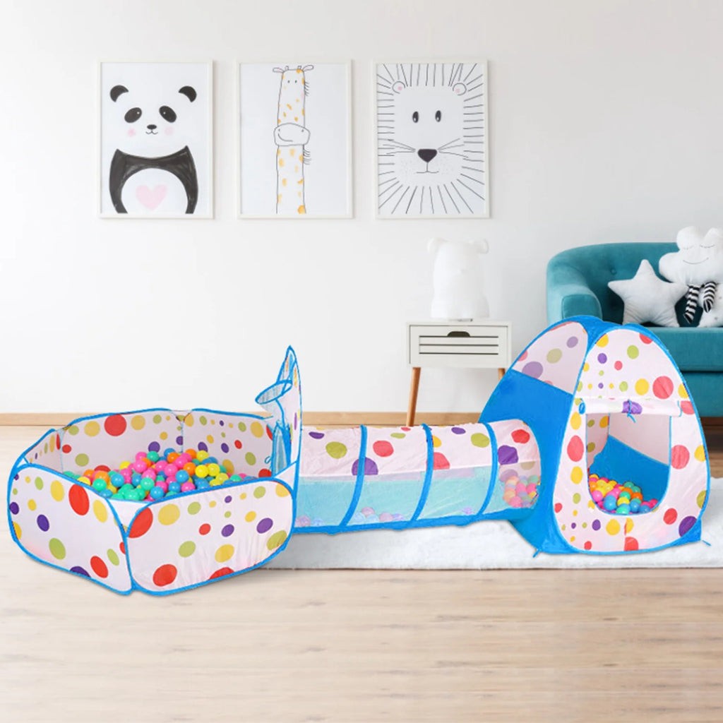 Blue Pop-up Play Tent with Crawl Tunnel Storage Bag J354283