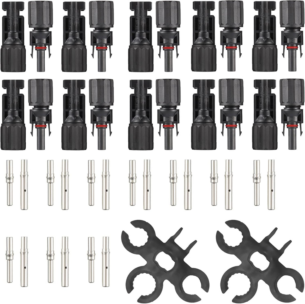 20 Pairs Male Female Solar Panel Connectors Kit with Tools, IP67 Waterproof, 30A 1000V DC Q5786