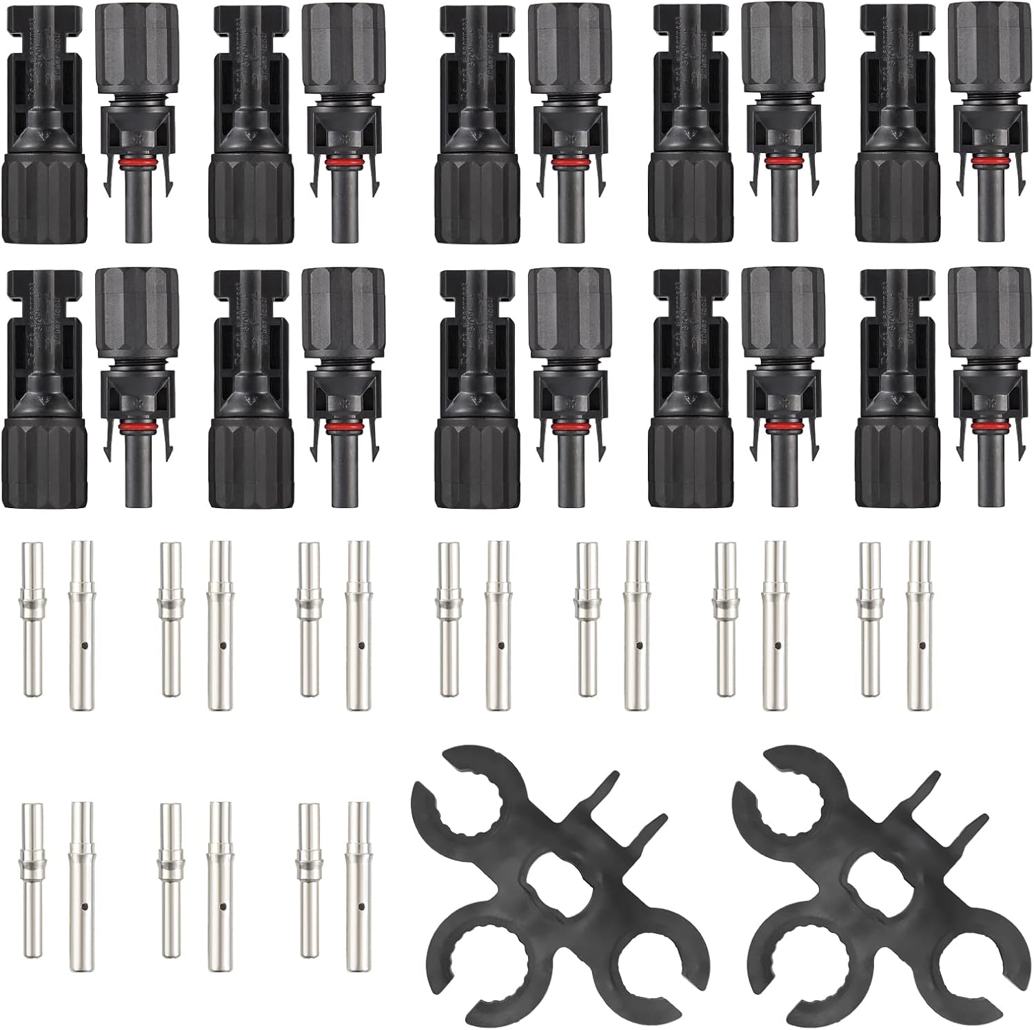 20 Pairs Male Female Solar Panel Connectors Kit with Tools, IP67 Waterproof, 30A 1000V DC Q5786