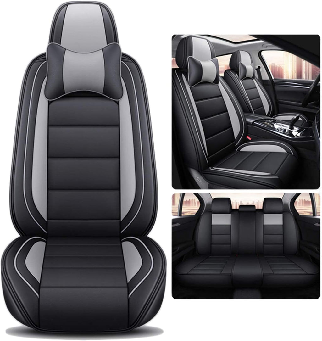 Black Coffee Leatherette Car Seat Cover Full Set P1467