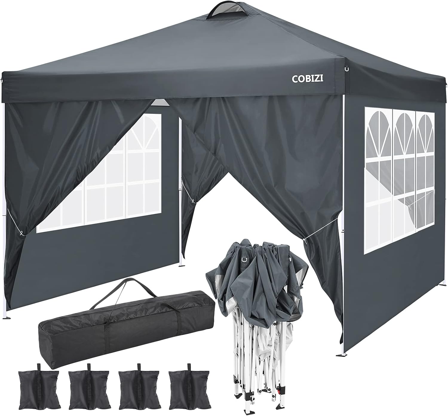 10'x10' Pop Up Commercial Instant Gazebo Tent with 4 Removable Zippered Sidewalls E606146