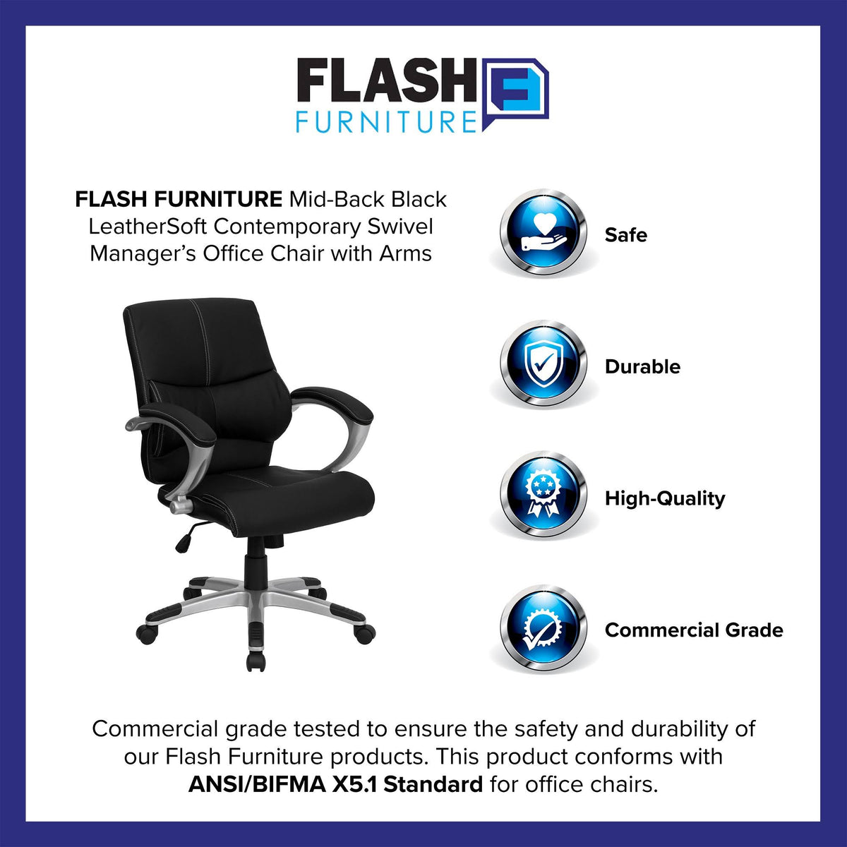 Black Leather Mid-Back Office Chair P242